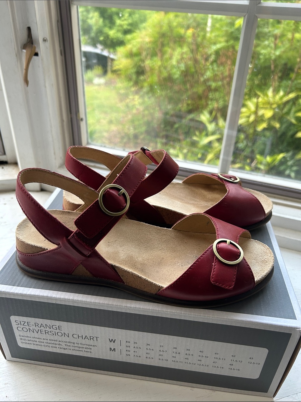 Women's Dansko Candace Red Leather Double-Strap Buckle Sandals